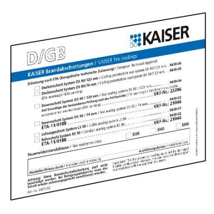9473-91 Schott-Kennzeichnungsschild DE/GB/FR/IT