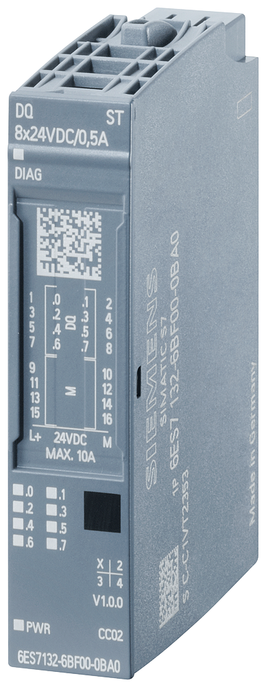 6ES7132-6BF00-0CA0 ET 200SP, DQ 8x24VDC/0,5A HF, PU 1
