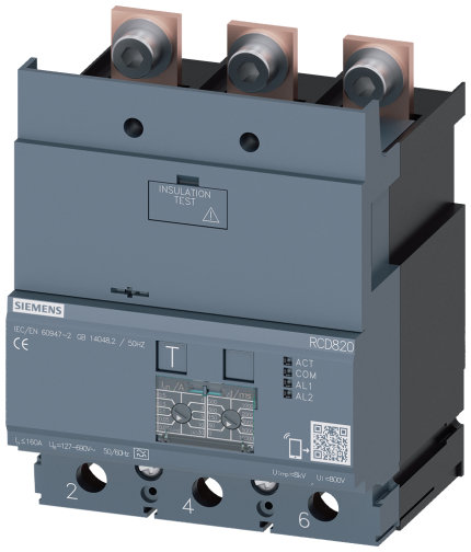 3VA9123-0RL30  RCD-MODULE RCD820 3P I=160A U=12...