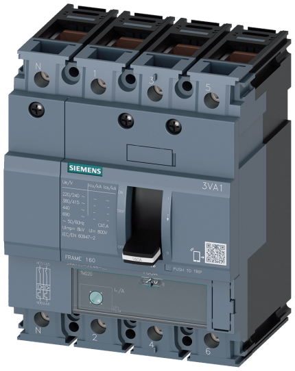 3VA1125-5GE46-0AA0 MCCB_IEC_FS160_25A_4P_55KA_TM_ ATFM