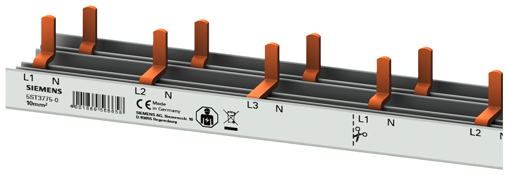 G_I202_XX_50039P 5ST3775-0 Pin Busbar 10mm2, 3p/N AFD+Comp ... - Зображення 1