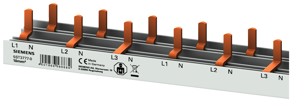 G_I202_XX_50041P 5ST3777-0 Pin Busbar 10mm2, 3p/N Comp+AS 1... - Зображення 1