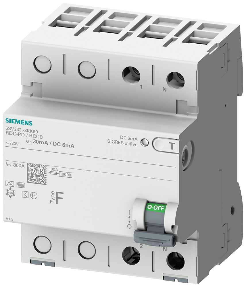 G_I202_XX_69705P 5SV3324-3KK60 RCCB TYPE F 40/2 30MA 6MA DC 2MW - Зображення 1
