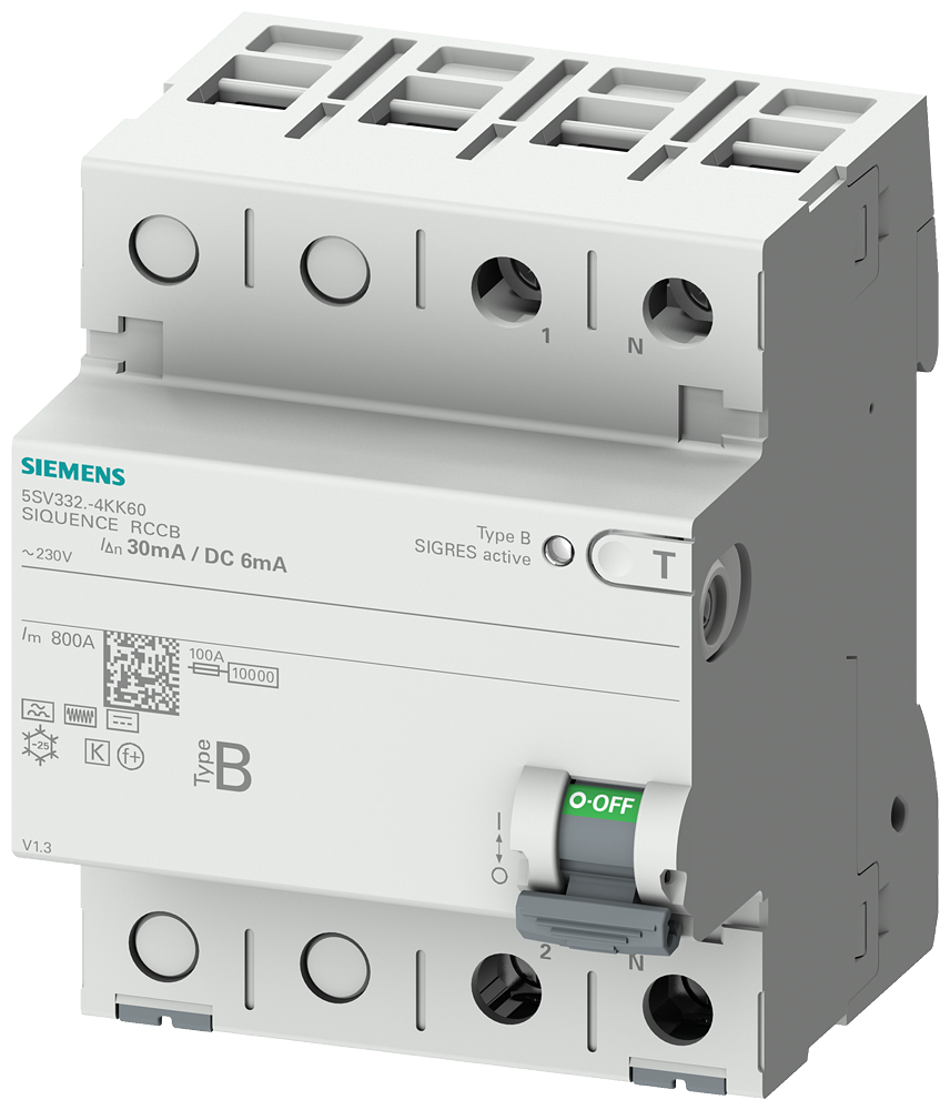 G_I202_XX_69707P 5SV3327-4KK60 RCCB TYPE B 80/2 30MA 6MA DC 4MW - Зображення 1