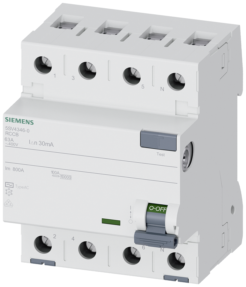 G_I202_XX_87265P 5SV4346-0 RCCB TYPE AC 63/4 30MA 4MW - Зображення 1