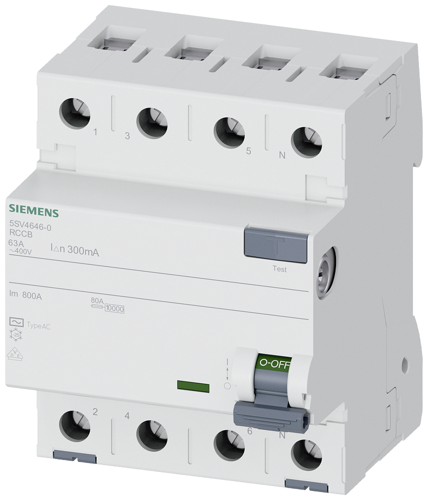 G_I202_XX_87379P 5SV4646-0 RCCB TYPE AC 63/4 300MA 4MW - Зображення 1