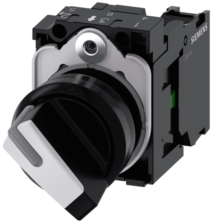 3SU1100-2BF60-1BA0 Selector switch, O-I, black, white