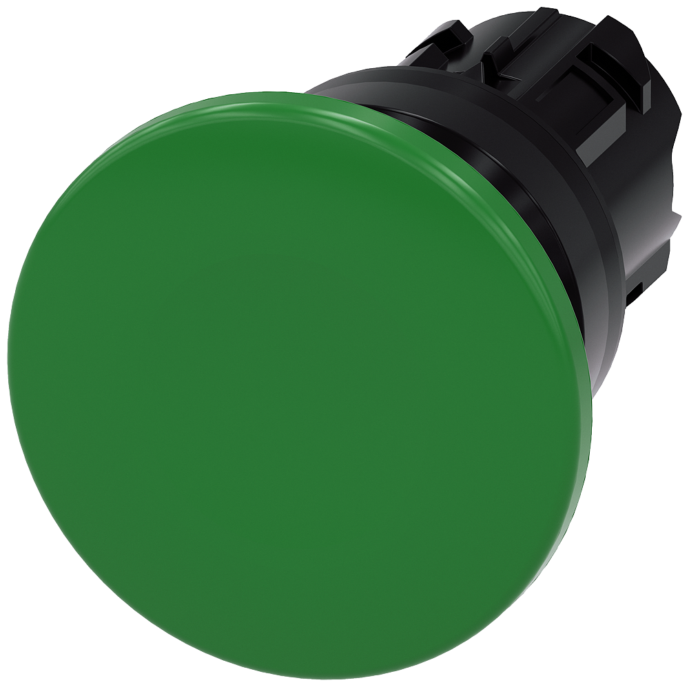 G_IC03_XX_06843P 3SU1000-1BD40-0AA0 Mushroom pushbutton, 40mm, green - Зображення 1