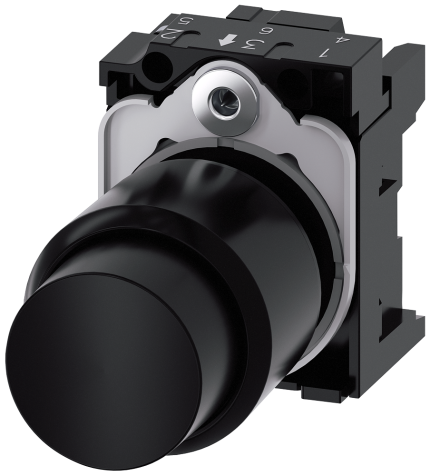 3SU1200-0FB10-0AA0 Pushbutton, black, extended stroke