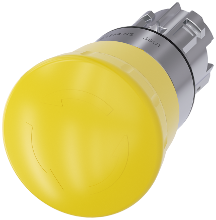 3SU1050-1HB30-0AA0 Mushroom pushbutton, 40mm, yellow