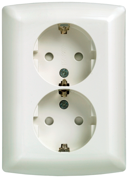 5UB2211-3  SCHUKO-DOUBLE SOCKET OUTLET, TWH
